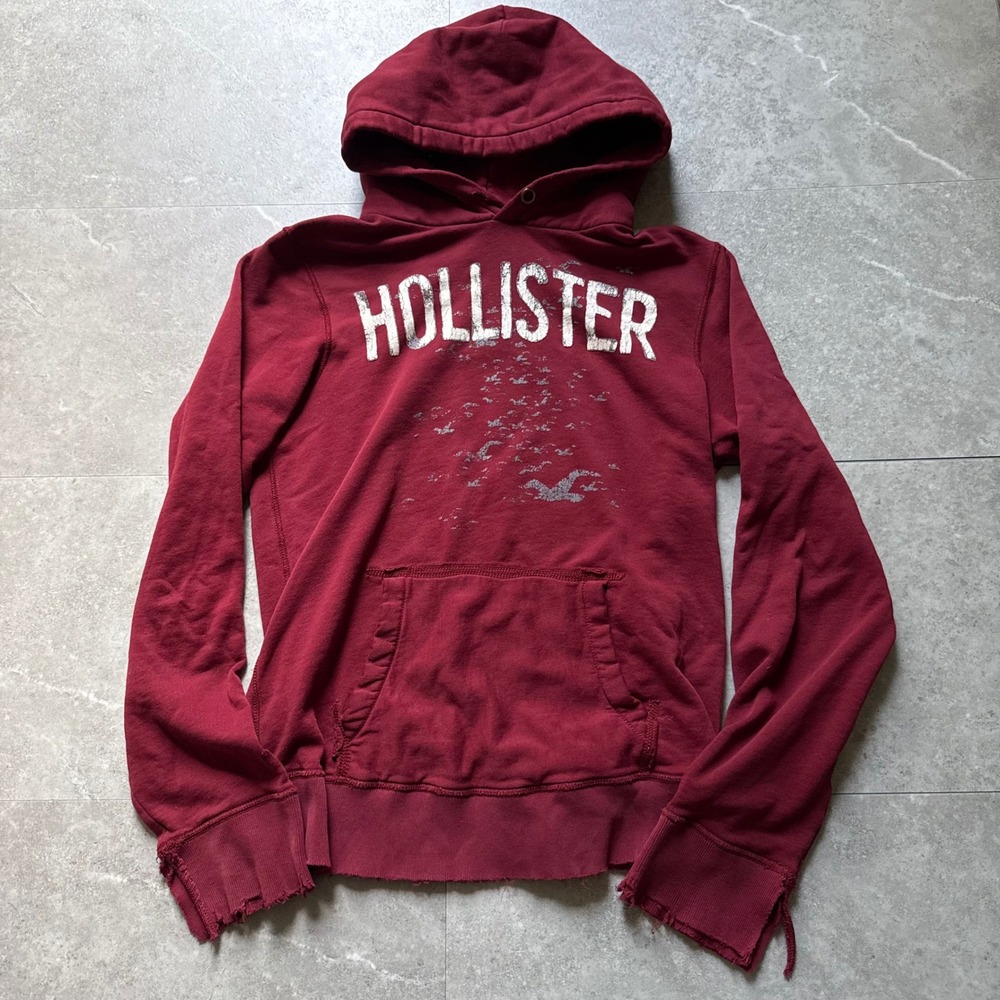 Y2K Hollister Distressed Logo Hoodie Size Large
